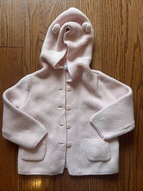 18-24M Gap Kids Knit Hooded Sweater with Bear Ears - Light Pink